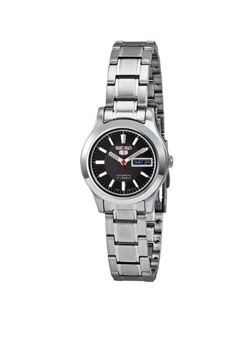 SEIKO 5 AUTOMATIC BLACK DIAL STAINLESS-STEEL LADIES WATCH SYMD95 - Picture 1 of 7